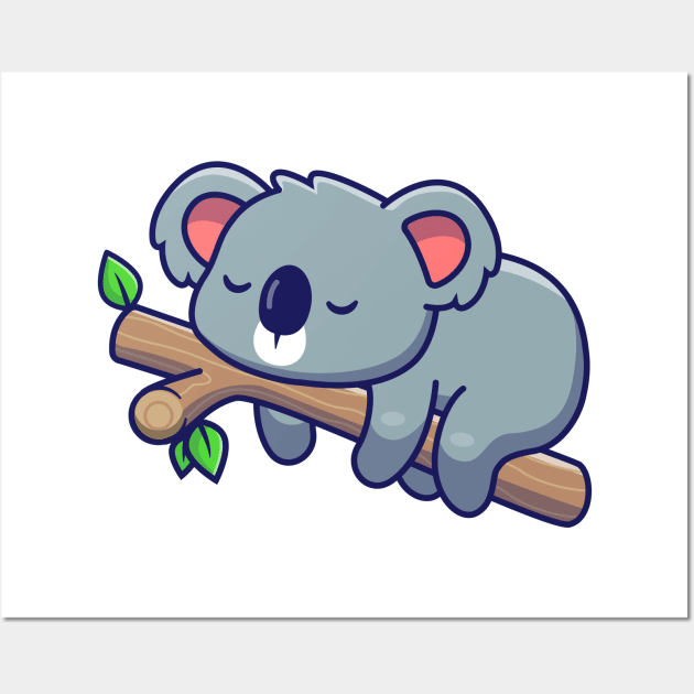 Cute koala sleeping Wall Art by Catalyst Labs